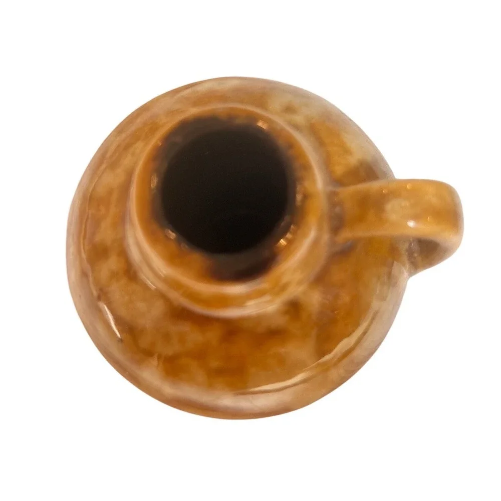 Vintage West Germany Miniature Ceramic Jug Amber‎ Brown Drip Glaze Bud Vase 3